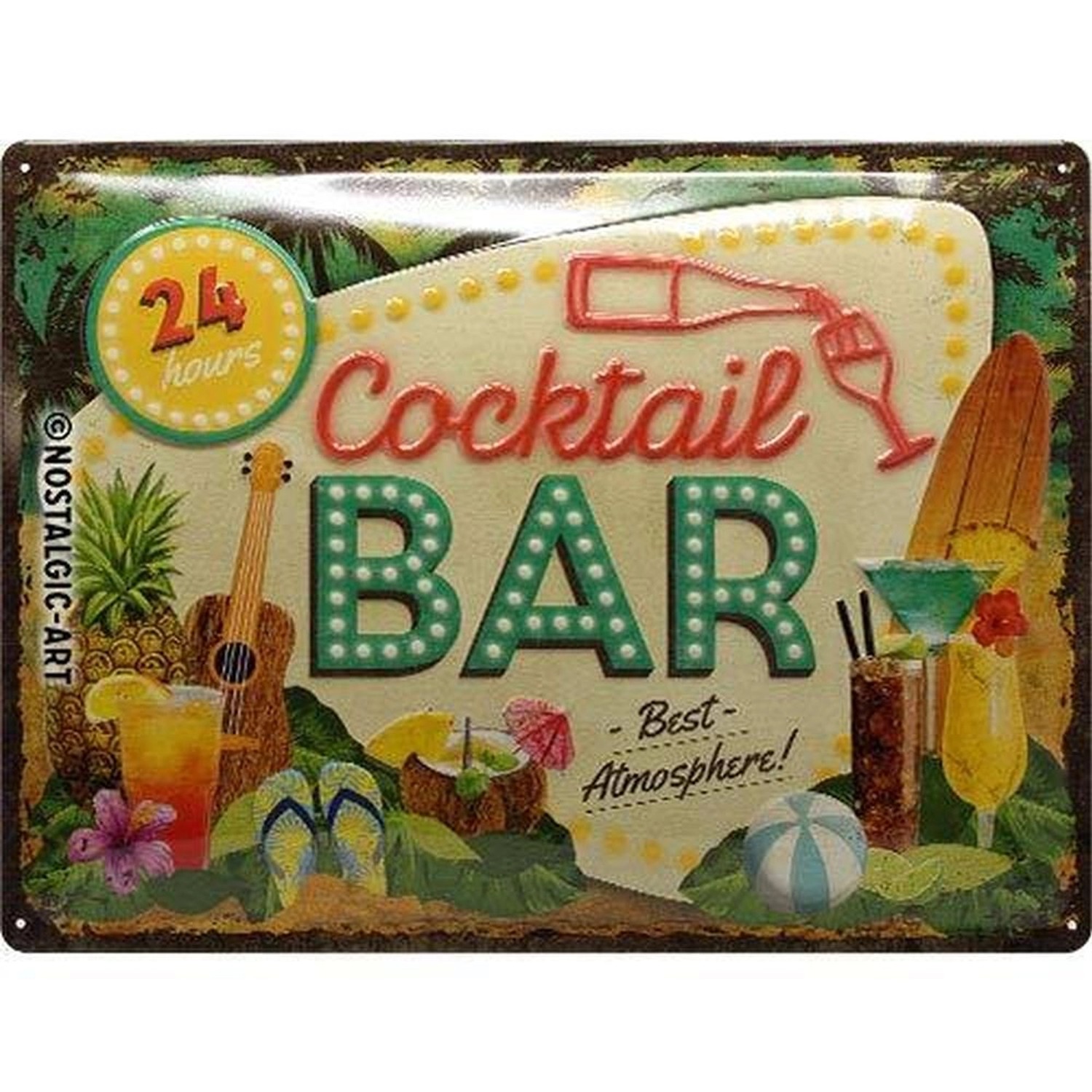 Nostalgic-Art Blechschild 30 x 40 cm - Open Bar - Cocktail Bar günstig online kaufen