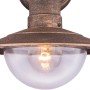 Globo Außenleuchte Linda, schwarzes Metall mit goldener Patina und klarem Lampenschirm.