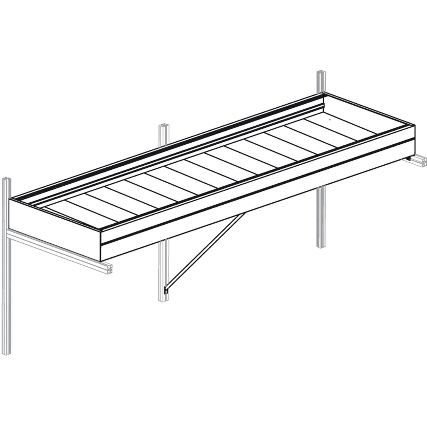 KGT Pflanzwanne Enzian IV für Gewächshäuser, Aluminium mit weißen Einlegeplatten.
