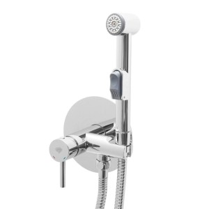 Glänzendes Chrom Bidetbrause-Set mit Handbrause, Mischfunktion und 150 cm Flexschlauch für WC und Bad.