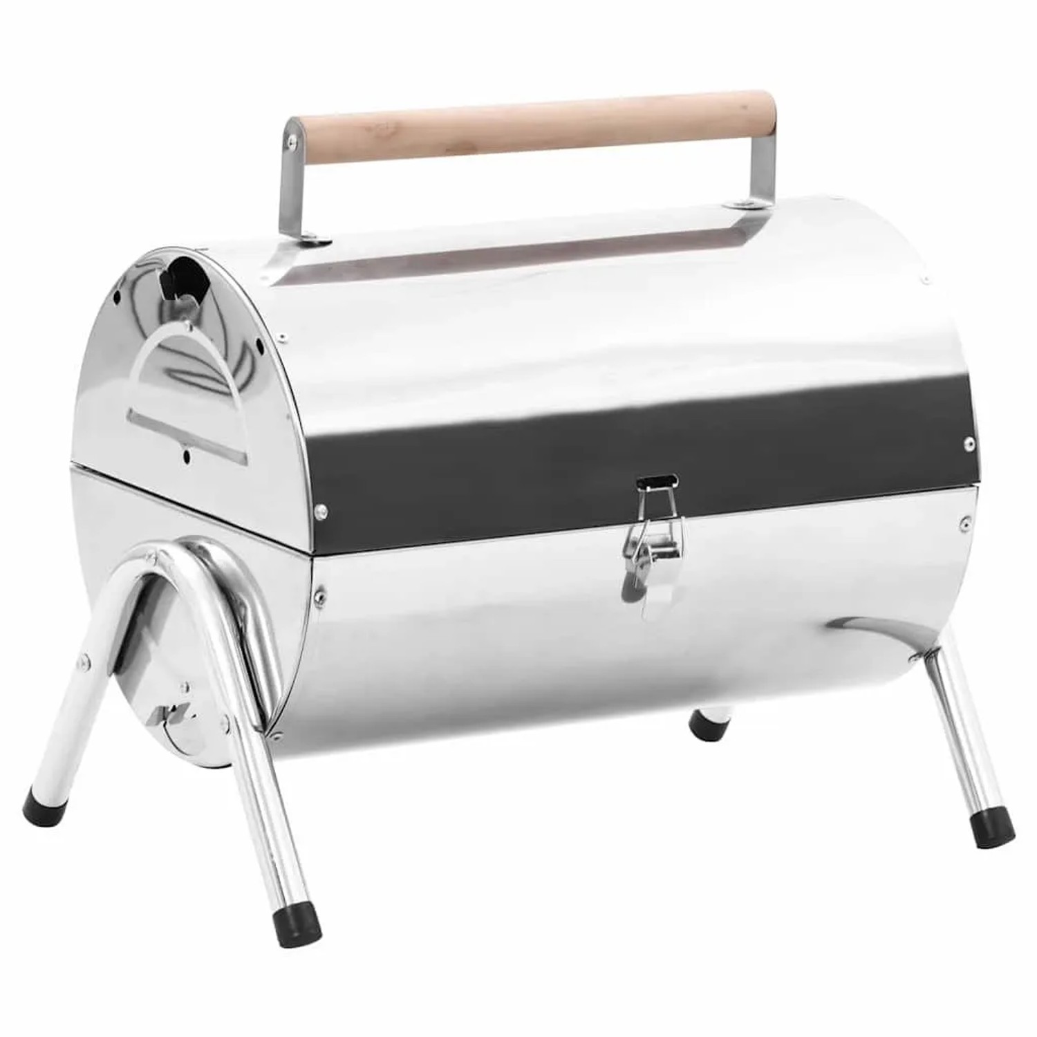 vidaXL Tragbarer Tisch-Holzkohlegrill Edelstahl Doppelrost 47852