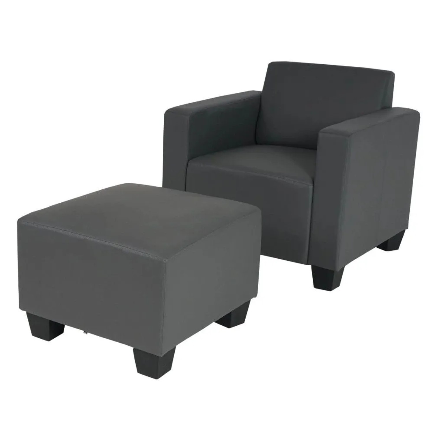 MCW Sessel mit Ottomane Moncalieri Dunkelgrau