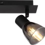 Schwarzer Globo Strahler Claude, 2-flammig, mit Rauchglas-Schirm. Moderner Spot für Innenräume.