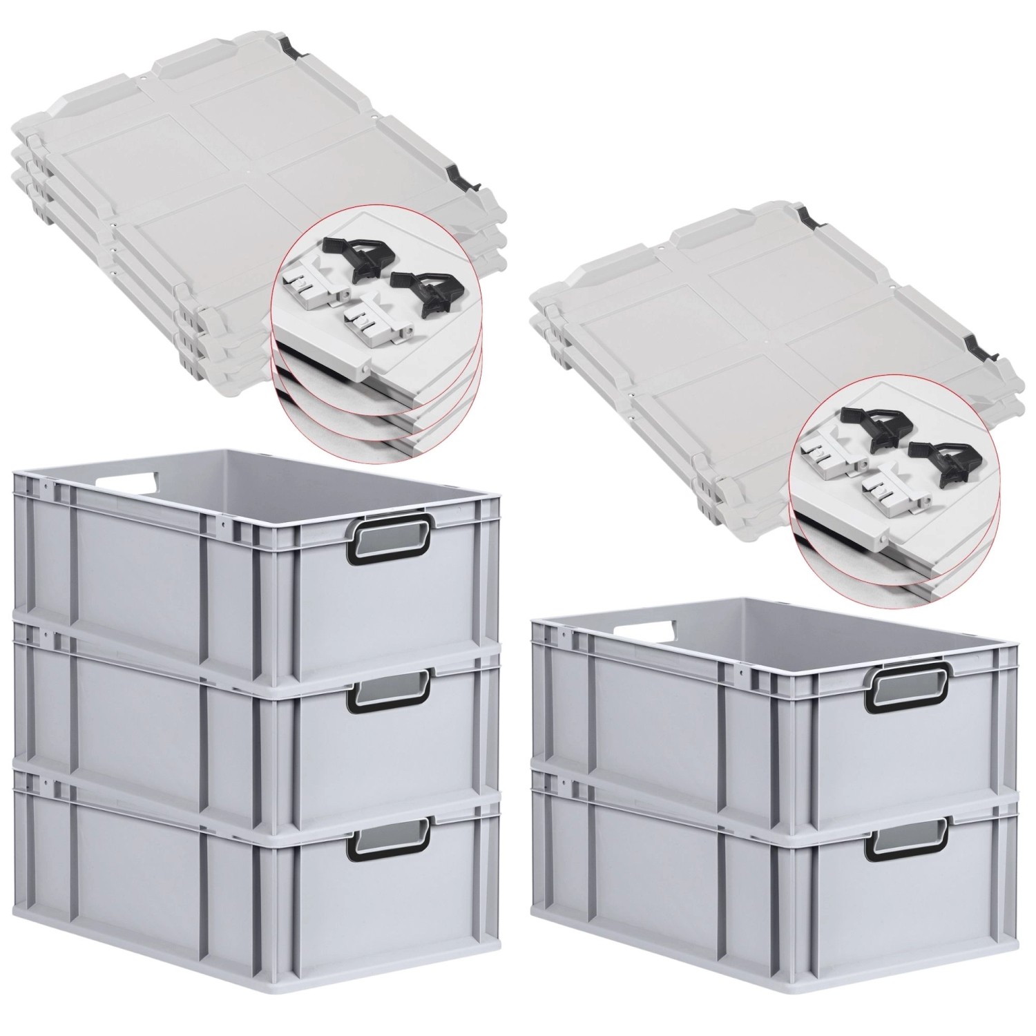 PROREGAL SuperSparSet 5x Eurobox Nextgen Color Mit Scharnierdeckel HxBxT 22 günstig online kaufen