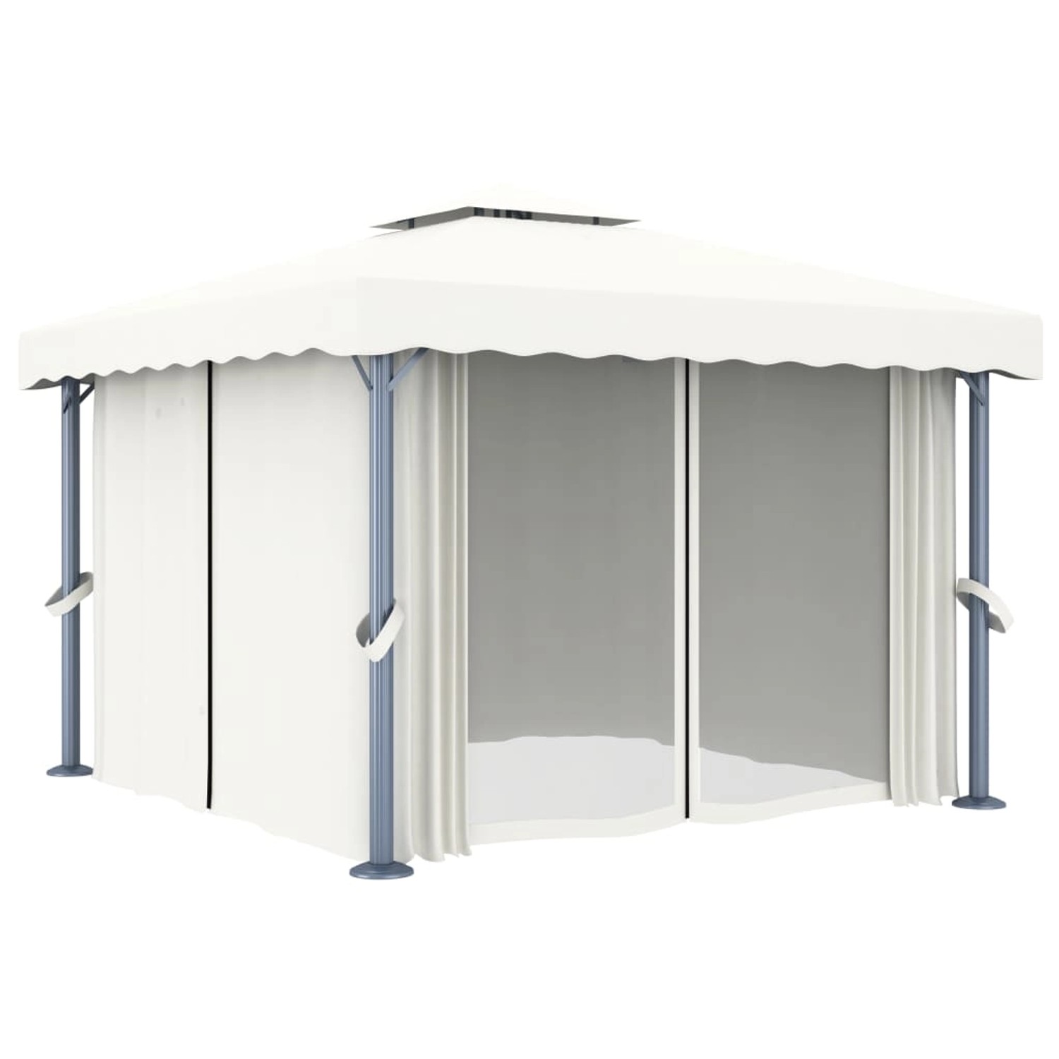 vidaXL Pavillon mit Vorhang 3x3 m CremeWeiß Aluminium