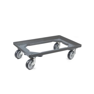 Grauer PROREGAL Transportroller mit Gummirädern für Euroboxen (60x40 cm), Traglast 300 kg.