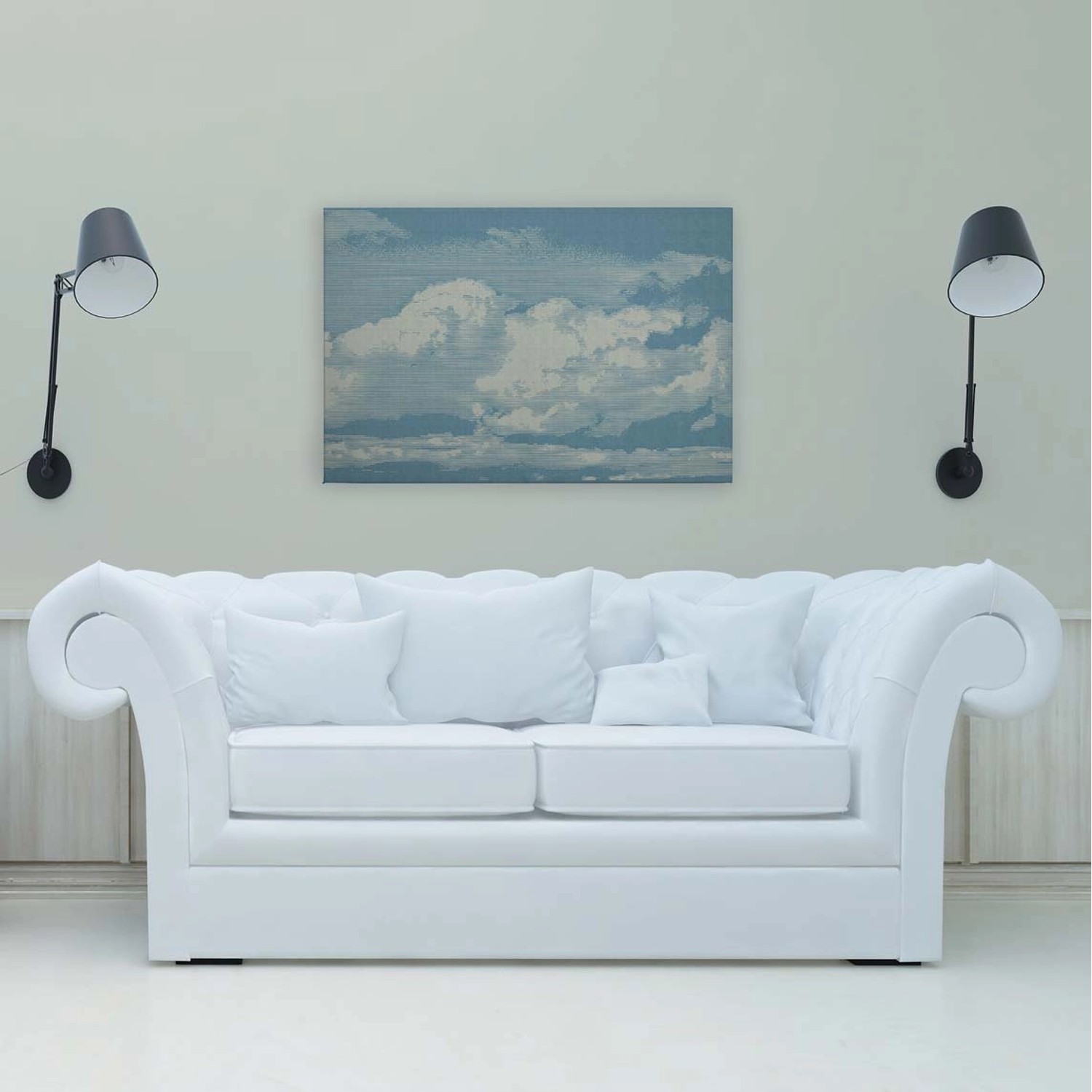 Bricoflor Bild Auf Leinwand Mit Himmel Hellblaues Wandbild Mit Wolken Für Kinderzimmer Und Schlafzimmer Leinwandbild 90 