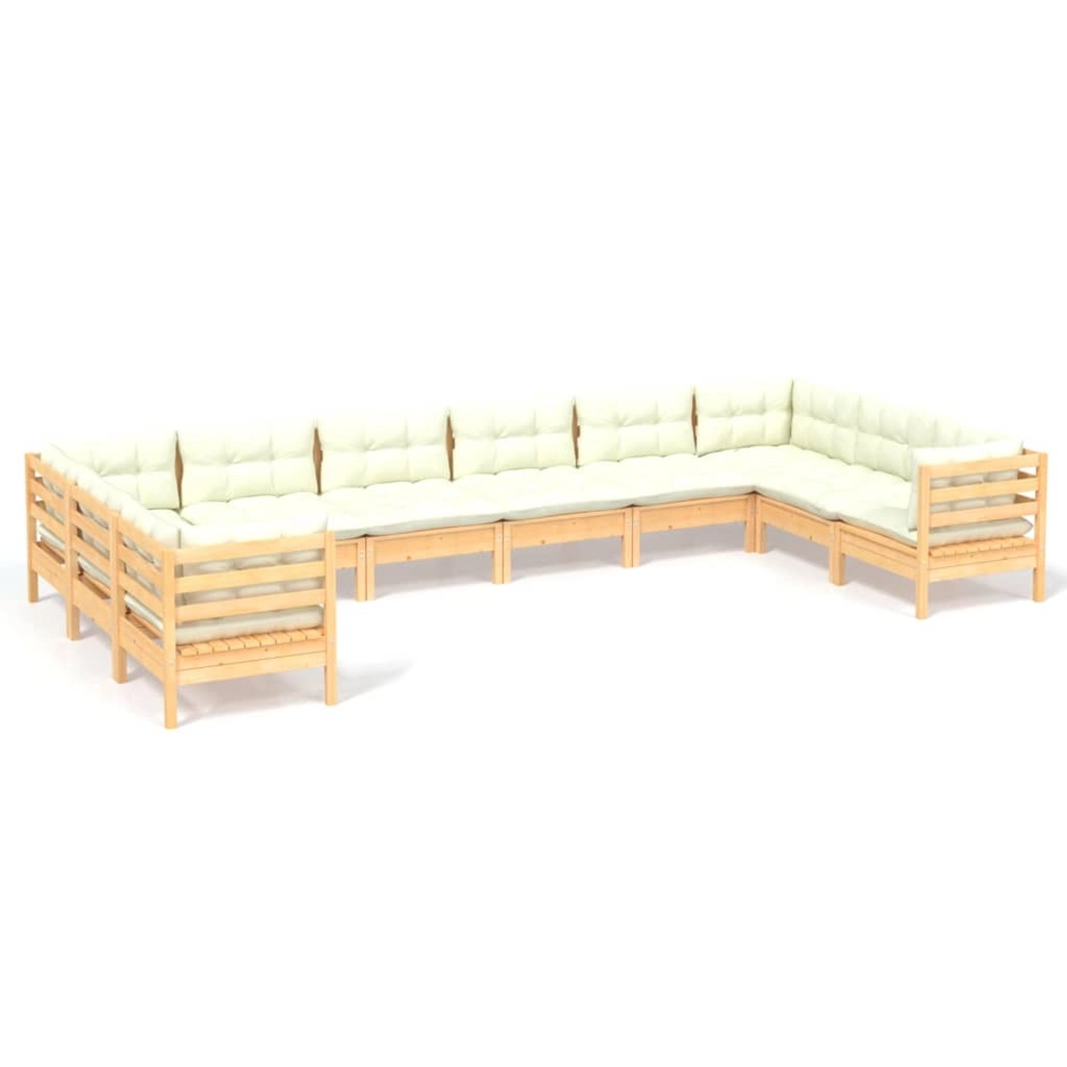 vidaXL 10-tlg Garten-Lounge-Set mit Creme Kissen Kiefernholz Modell 8