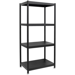 Schwarzes shelfr Metallregal im Industrial Design mit 4 Ebenen, 61x41x130 cm.