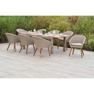 Merxx Gartenmöbelset Arrone, 9-teilig mit Ausziehtisch und Sesseln mit Auflagen.