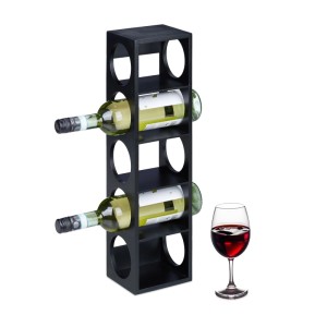 Schwarzes Relaxdays Weinregal aus Bambus für 5 Flaschen, stehend. Für liegende Weinlagerung.
