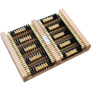 Bürstenmann Schuhreiniger aus Holz mit Seitenleisten, 36x27cm, für saubere Schuhe.