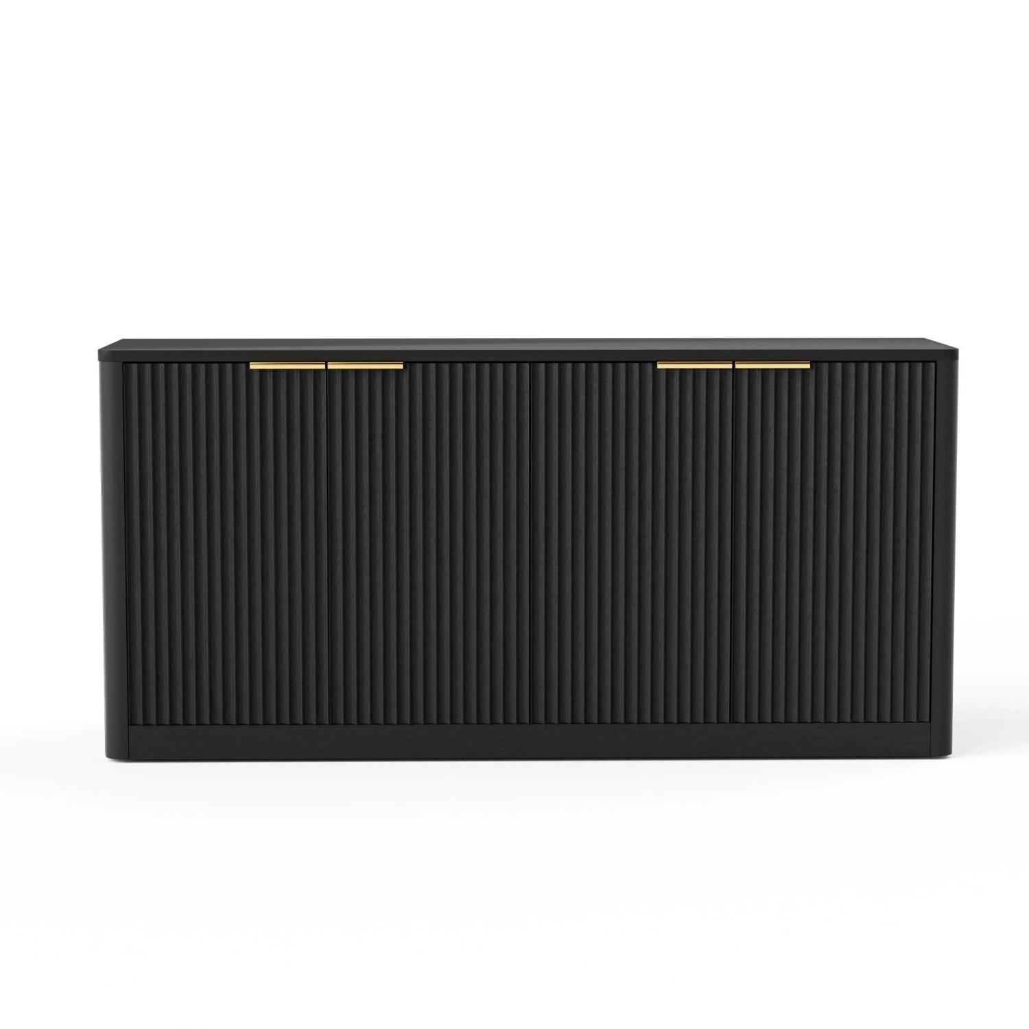 okwish Sideboard mit Wellenform Aufbewahrung Wohnzimmer 150x40x70cm Schwarz