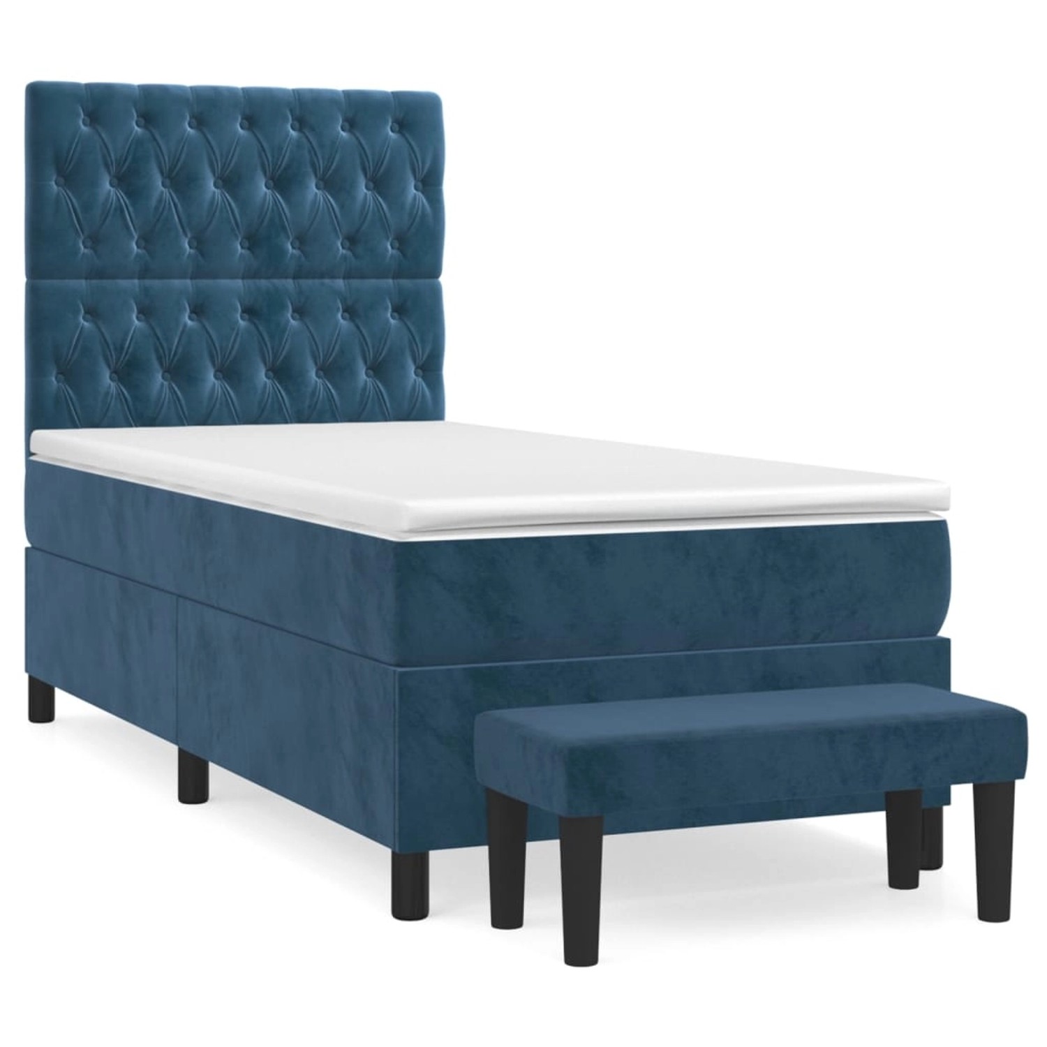 vidaXL Boxspringbett mit Matratze Dunkelblau 90x200 cm Samt 3138005 günstig online kaufen
