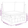 vidaXL Garten-Lounge-Set, 6-teilig, Bambus, dunkelgraue Kissen, Modell 13. Detailaufnahme der Maße.