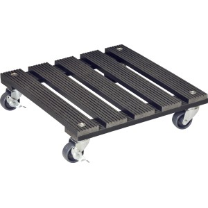 Eckiger, anthrazitfarbener Wagner Multi Pflanzenroller aus WPC mit Rollen, 29x29 cm.