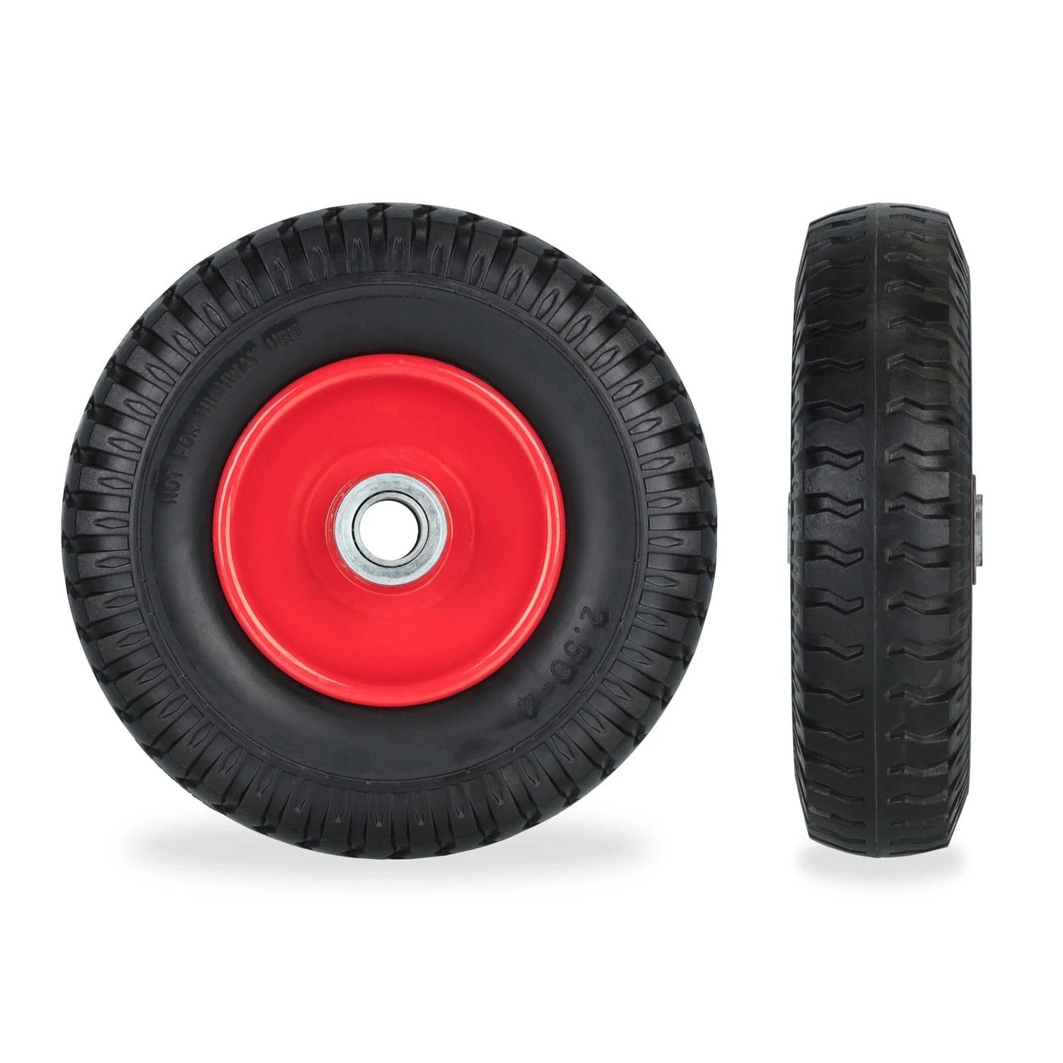 Relaxdays Schubkarrenrad 2er Set Vollgummi Schwarz Pannensicher Kugellager 22 cm x 6 cm 0,7 kg