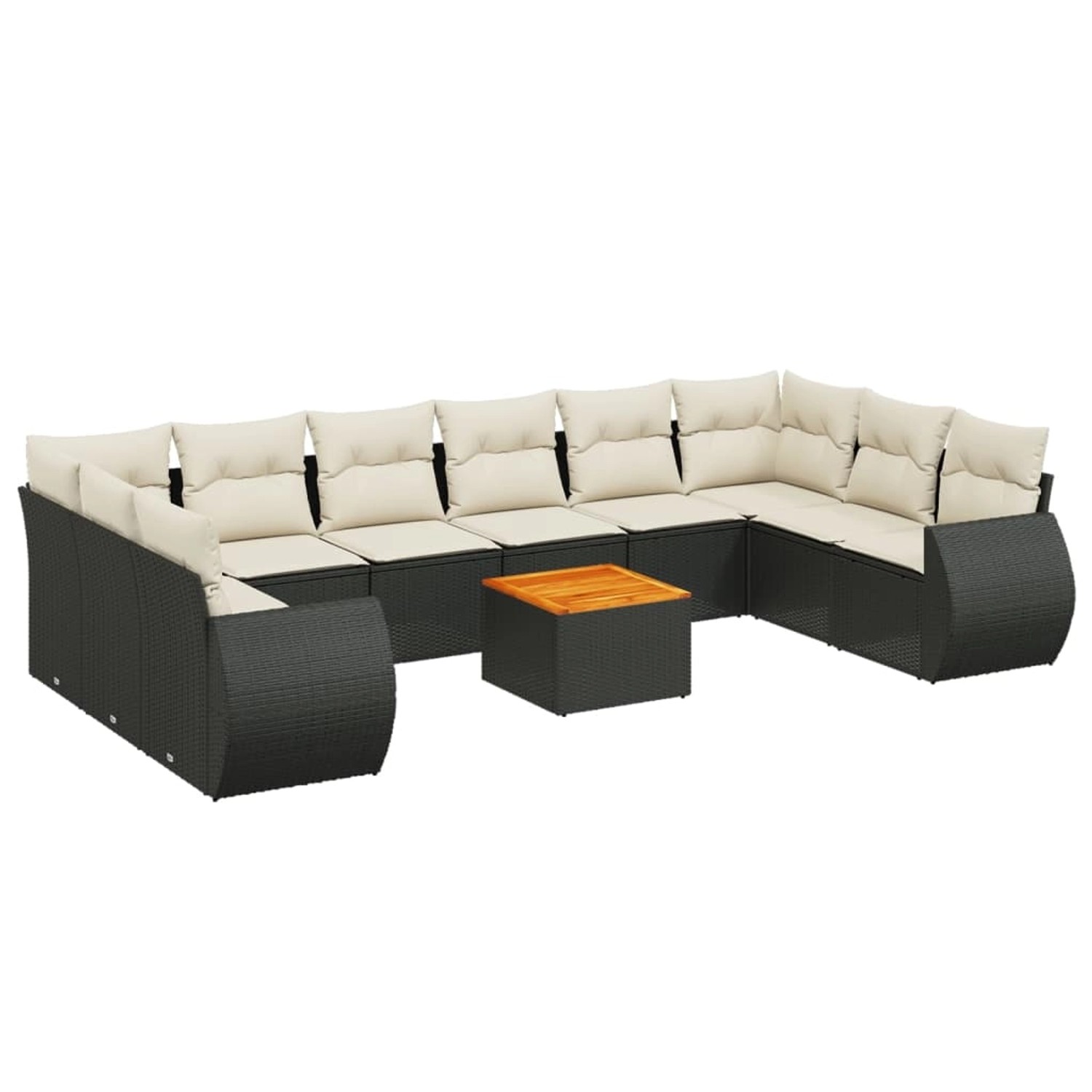 vidaXL 11-Tlg Garten-Sofagarnitur mit Kissen Schwarz Poly Rattan 3225174 günstig online kaufen