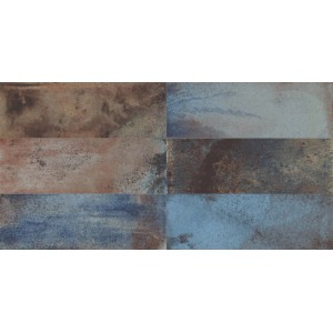 Matte Keramik Wandfliesen 20x40 cm in Terracotta-Blau Farbmischung mit lebendiger V4 Farbvariation für Innenräume.