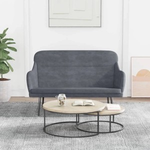 Dunkelgraue vidaXL Sitzbank (110x76x80 cm) mit Samtbezug und Metallfüßen.