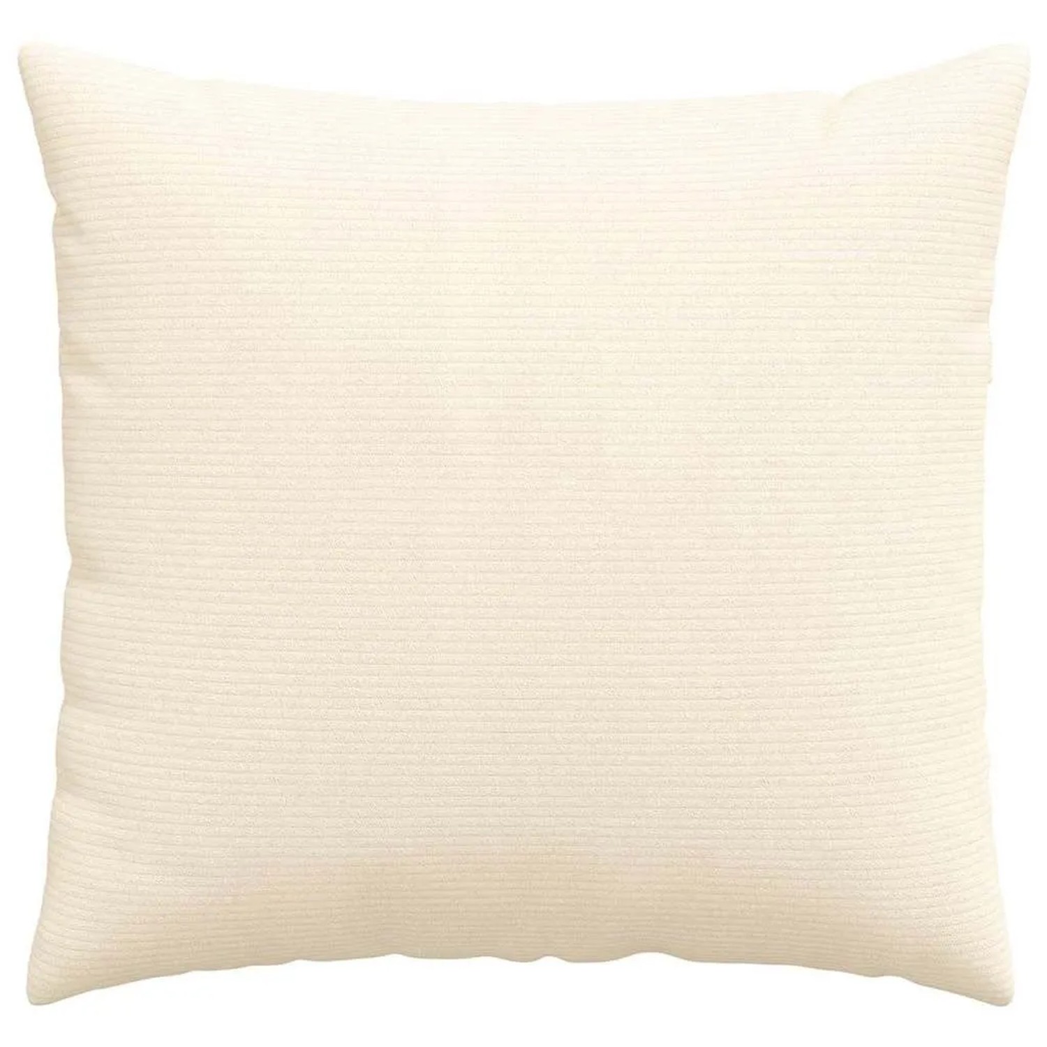 Zwei cremefarbene Sofakissen aus Cordstoff, 45x45 cm. Weiche, quadratische Kissen für Wohnzimmer & Schlafzimmer.