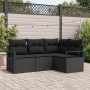 Schwarzes 4-teiliges Garten-Sofa-Set aus Poly Rattan von vidaXL für Terrasse und Garten.