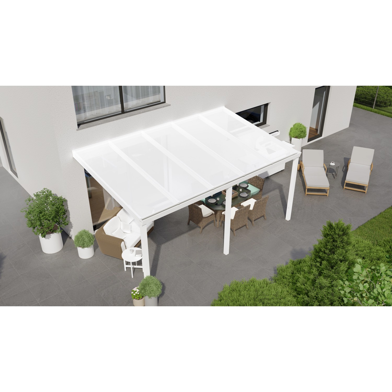 Terrassenüberdachung Professional 500 cm x 350 cm Weiß PC Opal günstig online kaufen