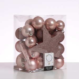 Marelida Christbaumkugeln Weihnachtskugeln Mit Stern Baumspitze Bruchfest Rosa 33 Stück