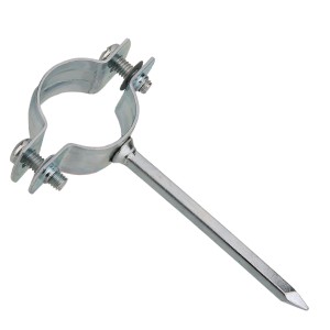 Verzinkte Kirchhoff Rohrschelle 41,9 mm mit Einschlagstift zur Rohrbefestigung.