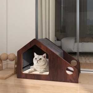 Costway Katzenhaus Holz 2 In 1 60 x 40 x 40 cm Metall Braun