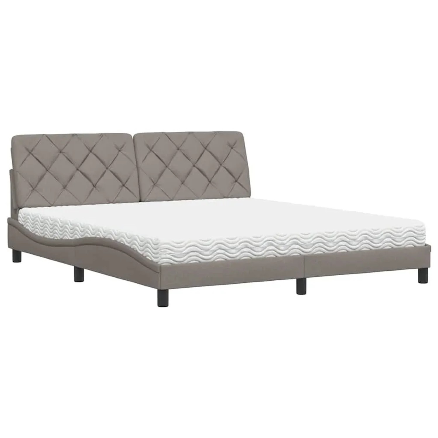 vidaXL Bett mit Matratze Taupe 180x200 cm Stoff 3310759