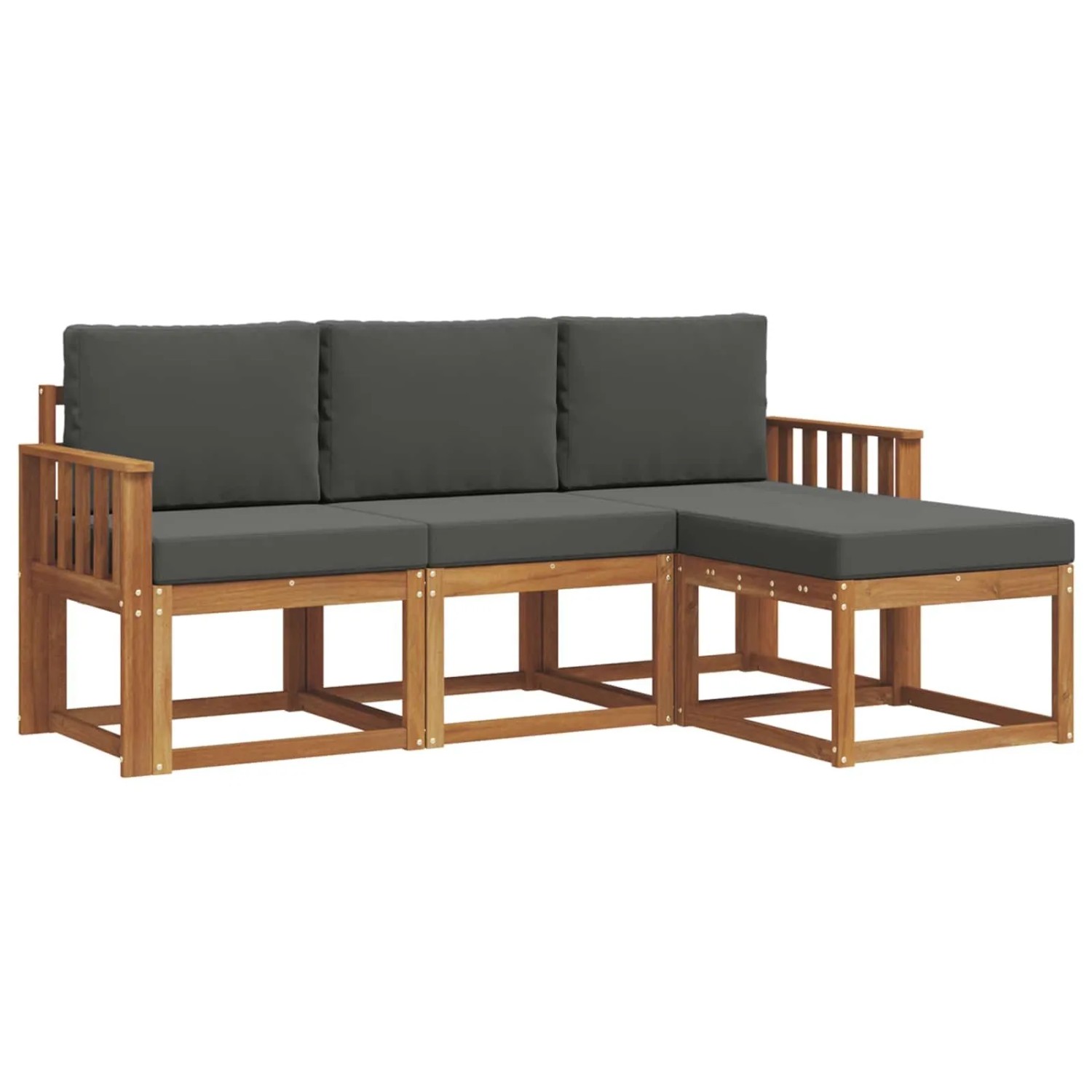 vidaXL Outdoor-Sofagarnitur mit Kissen 4-Tlg Natur und Anthrazit 3366215