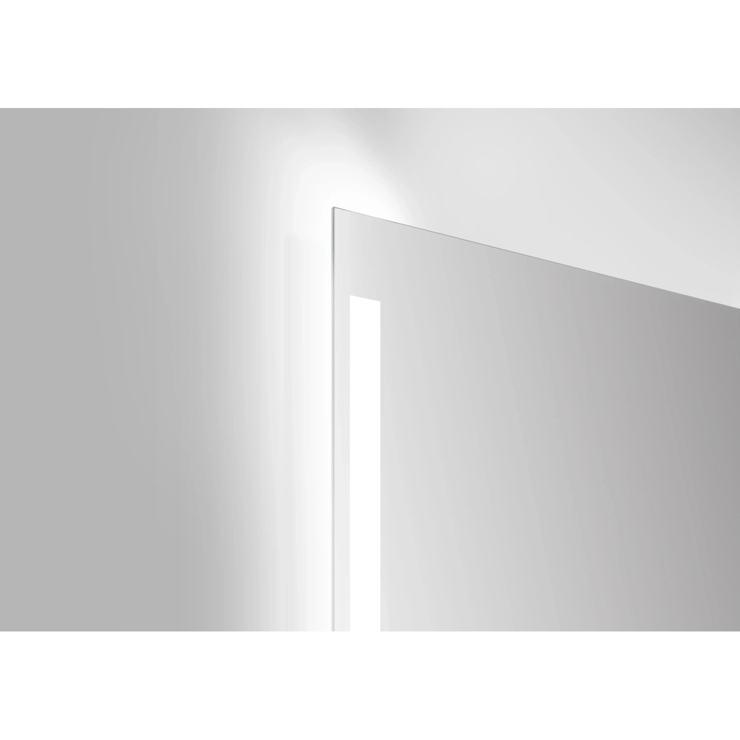 DSK LED-Lichtspiegel Silver Conde Light, 80x60 cm, mit Aluminiumrahmen und Raumlichteffekt.