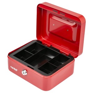 HMF 10120-03 Geldkassette Abschließbar Kasse Münzeinsatz 5 Münzfächer 20 x 16 x 9 cm Rot