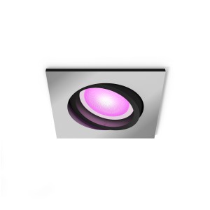 Philips Hue Centura LED-Einbauspot, eckig, Aluminium, mit farbiger Beleuchtung.