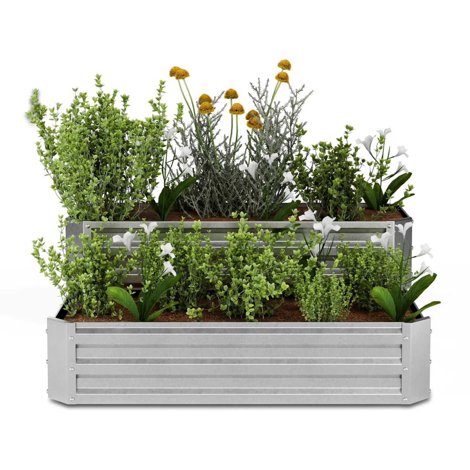 Blumfeldt High Grow Hochbeet 2 Ebenen Wetterfest Rostfrei Robust 405 L 120x50x90 cm Rechteckig Silber