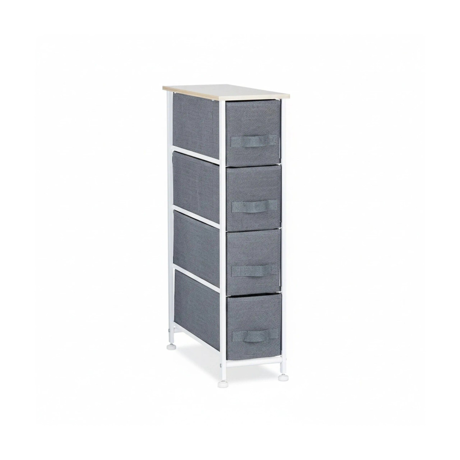 Relaxdays Regalsystem Stahl Stoff MDF Grau mit 4 Schubfächern 76 cm x 20 cm x 48 cm 4,7 kg