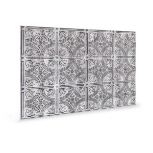 PROFHOME 3D Dekorpaneel Empire Crosshatch Silver im Vintage Look, silberfarben.