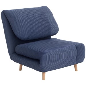 Blauer HOMCOM Schlafsessel aus Polyester mit verstellbarer Rückenlehne und Holzfüßen.