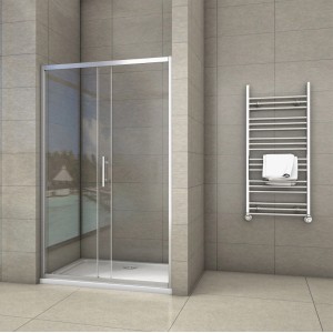 Duschparadies Duschtür 100 x 190cm Schiebetür Nischentür 5mm ESG Sicherheitsklarglas Dusche Verchromt
