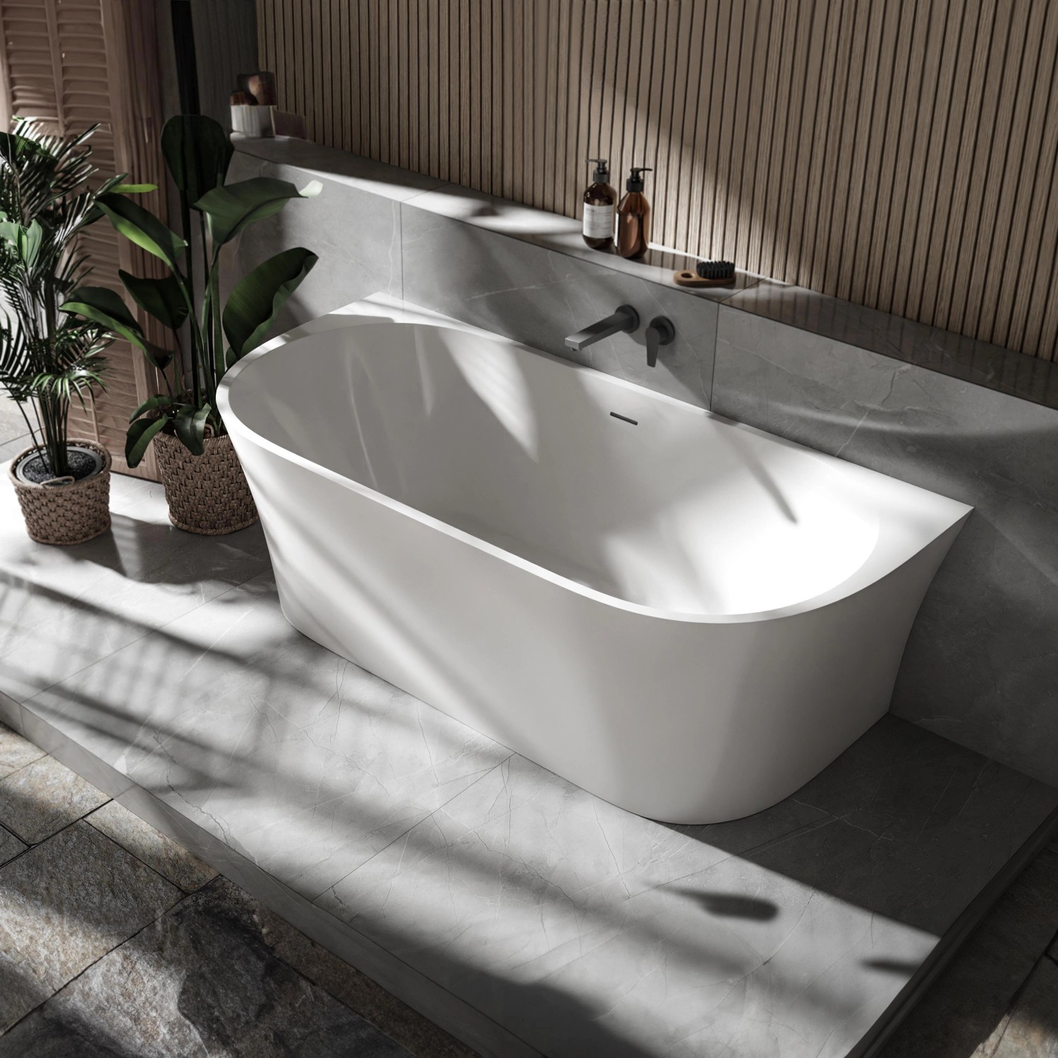 Bernstein Freistehende Badewanne NOVA CORNER Acryl Weiß Glänzend 170x78 Ein günstig online kaufen