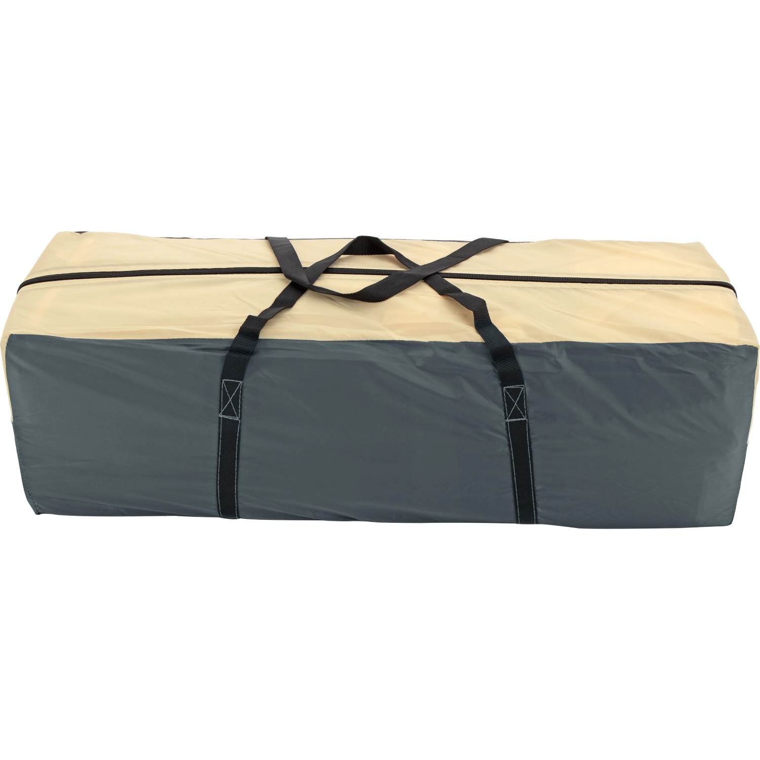 Verpackter Bestway Lay-Z-Spa Whirlpool-Pavillon, Poolzelt in Beige/Grau mit Tragegurten.