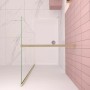 AICA Walk-In Dusche 150x200cm mit goldener Stabilisierungsstange und 8mm ESG Glas.