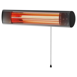 Schwarzer Infrarot Heizstrahler 1500 W mit Zugschnur für angenehme Wärme.