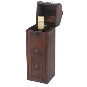 HMF VWB-ITA-HF-01 Vintage Deko Geschenkbox mit Deckel aus Holz für 1 Flasche Wein Hochformat Italien