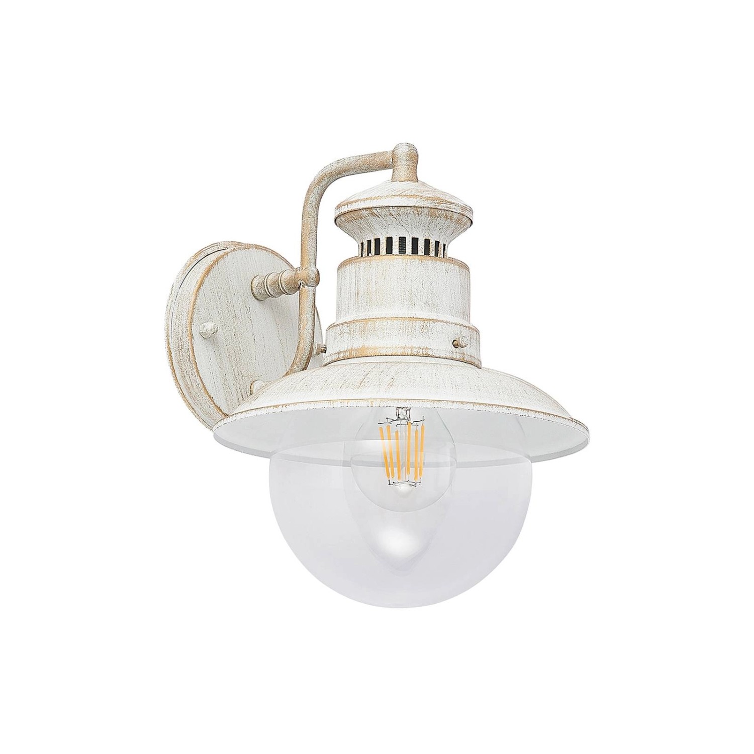 Lindby Wandleuchte Außen Gwendolyn 9630115 Spritzwassergeschützt Retro Vintage Antik in Weiß aus Metall 1-flammig E27