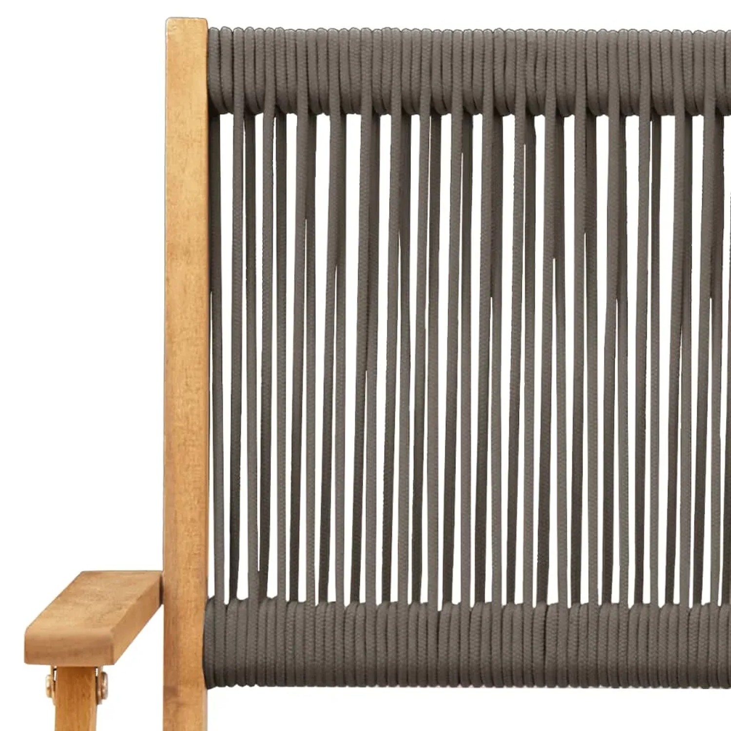Detailansicht: Grauer Gartenstuhl aus Akazienholz und Polypropylen, Teil des vidaXL Bistro-Sets.