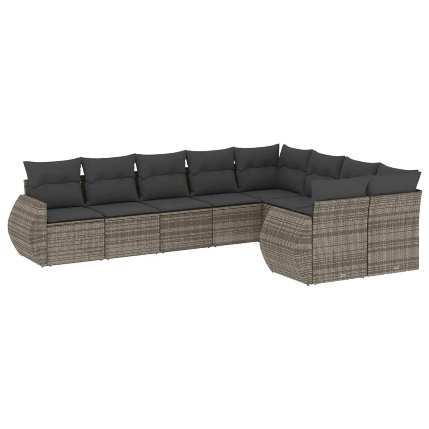 vidaXL 9-Tlg Garten-Sofagarnitur mit Kissen Grau Poly Rattan 3254177