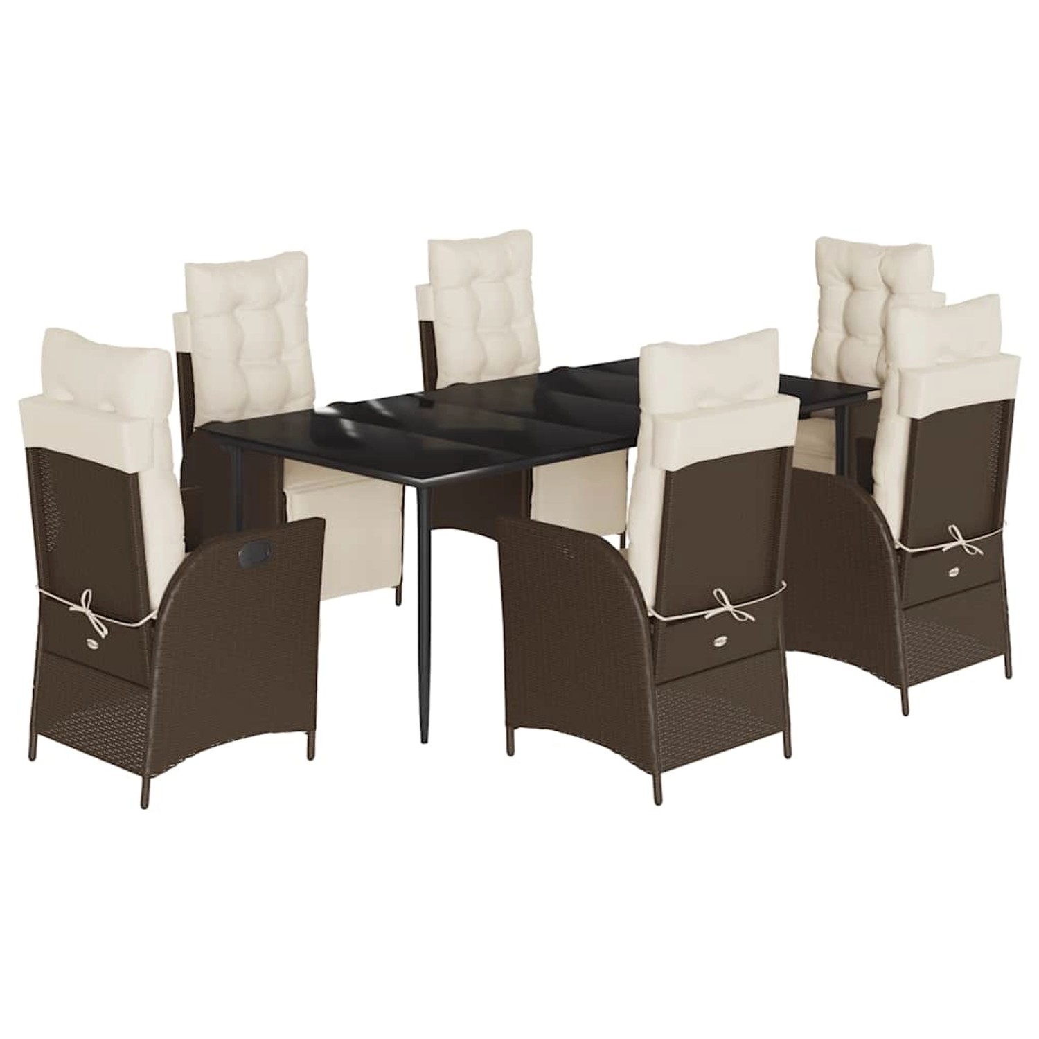 vidaXL 7-Tlg Garten-Essgruppe mit Kissen Braun Poly Rattan 3213411 günstig online kaufen