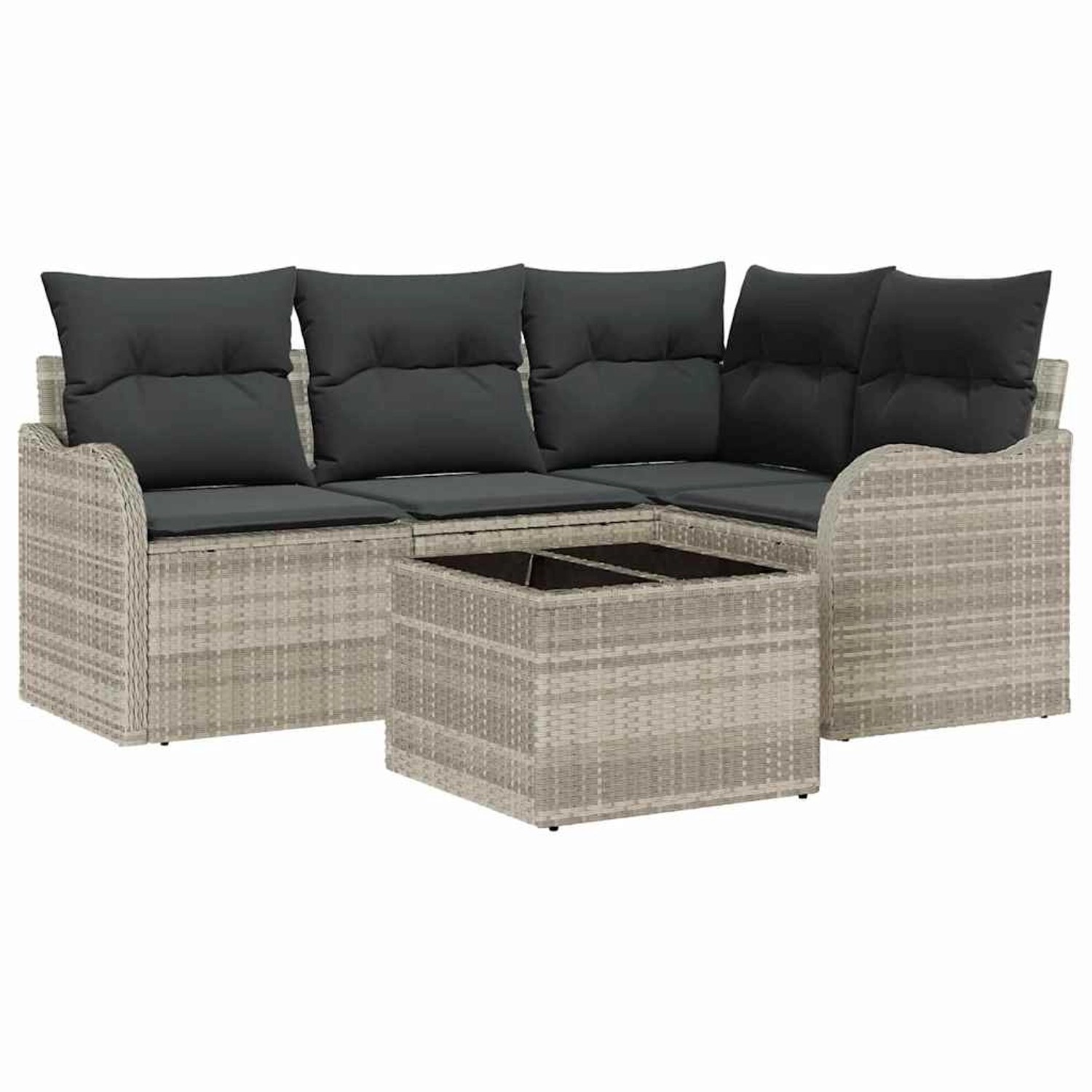 vidaXL Garten-Sofa-Set mit Kissen 5-Tlg Hellgrau Poly Rattan 3345692 günstig online kaufen